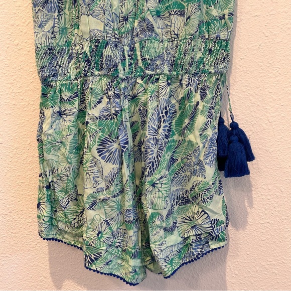 Poupette St. Barth Isma Romper in blue & green Sz. M - Picture 12 of 13